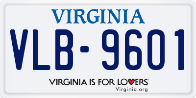 VA license plate VLB9601