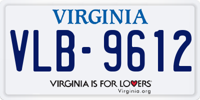VA license plate VLB9612