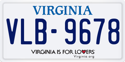 VA license plate VLB9678