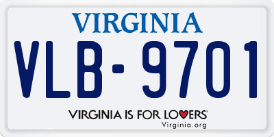 VA license plate VLB9701