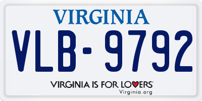 VA license plate VLB9792
