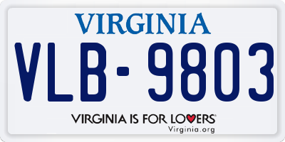 VA license plate VLB9803