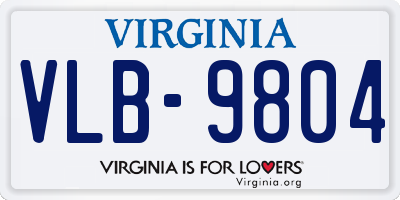 VA license plate VLB9804