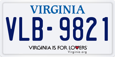 VA license plate VLB9821