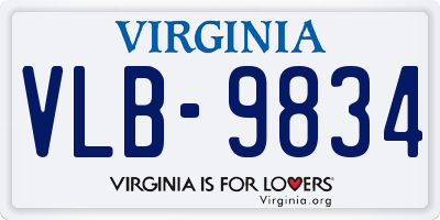 VA license plate VLB9834