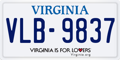 VA license plate VLB9837