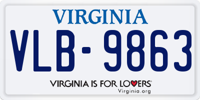 VA license plate VLB9863