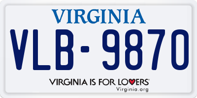 VA license plate VLB9870