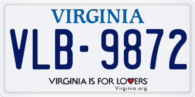 VA license plate VLB9872