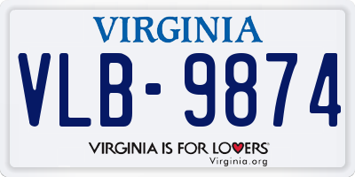 VA license plate VLB9874