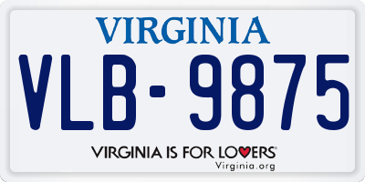 VA license plate VLB9875