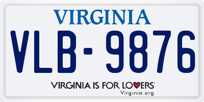 VA license plate VLB9876