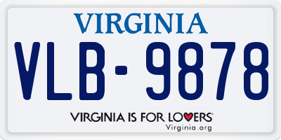 VA license plate VLB9878