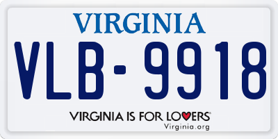 VA license plate VLB9918