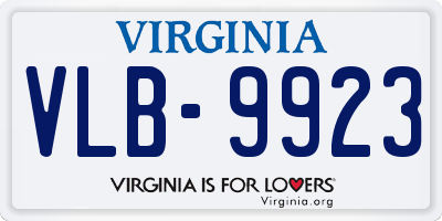 VA license plate VLB9923