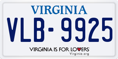 VA license plate VLB9925