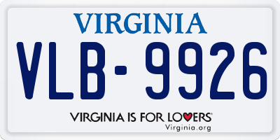 VA license plate VLB9926