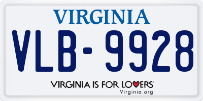 VA license plate VLB9928