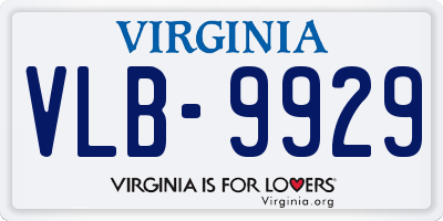 VA license plate VLB9929