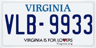 VA license plate VLB9933