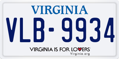 VA license plate VLB9934