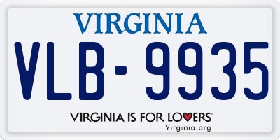 VA license plate VLB9935