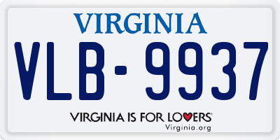 VA license plate VLB9937