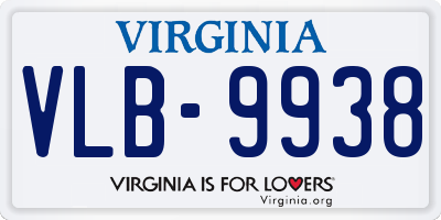 VA license plate VLB9938