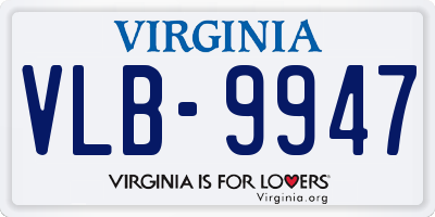VA license plate VLB9947