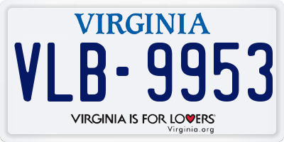 VA license plate VLB9953