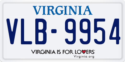 VA license plate VLB9954