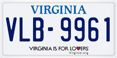 VA license plate VLB9961