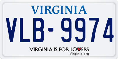 VA license plate VLB9974
