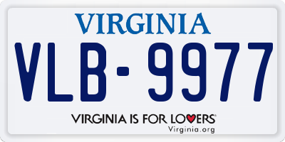 VA license plate VLB9977