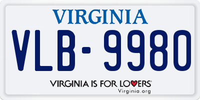 VA license plate VLB9980
