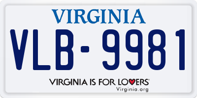 VA license plate VLB9981