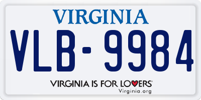 VA license plate VLB9984