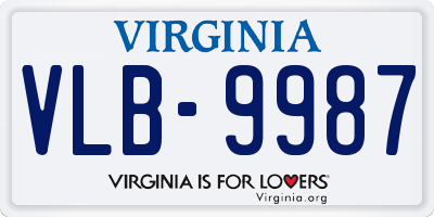 VA license plate VLB9987