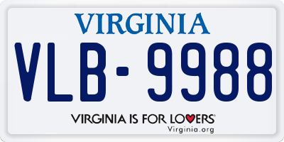 VA license plate VLB9988
