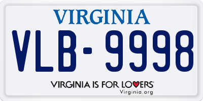 VA license plate VLB9998