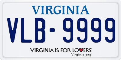 VA license plate VLB9999