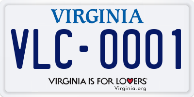 VA license plate VLC0001