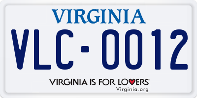 VA license plate VLC0012
