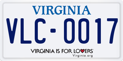 VA license plate VLC0017