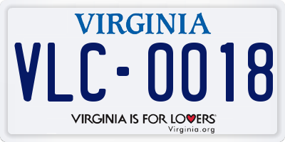 VA license plate VLC0018