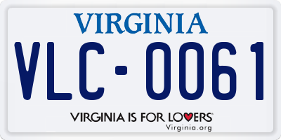 VA license plate VLC0061