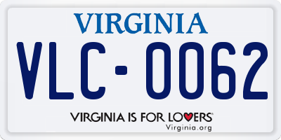 VA license plate VLC0062