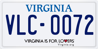 VA license plate VLC0072
