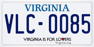 VA license plate VLC0085