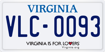 VA license plate VLC0093
